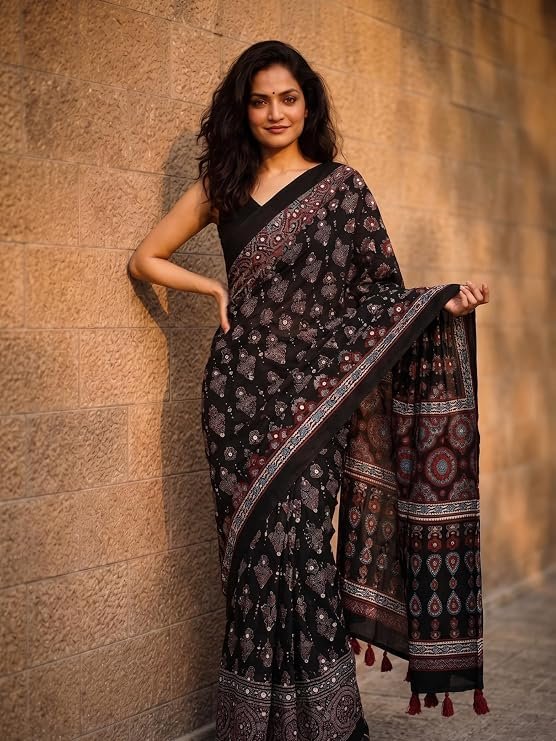 Ajrakh Modal Silk Saree